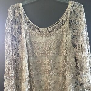 Adiva Top- Ivory/Beige Lace With Separate Beige Cami- 3X